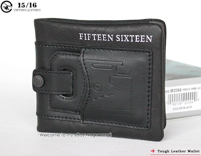   Mens Black Genuine Leather Wallet multifunctional purse 2066  