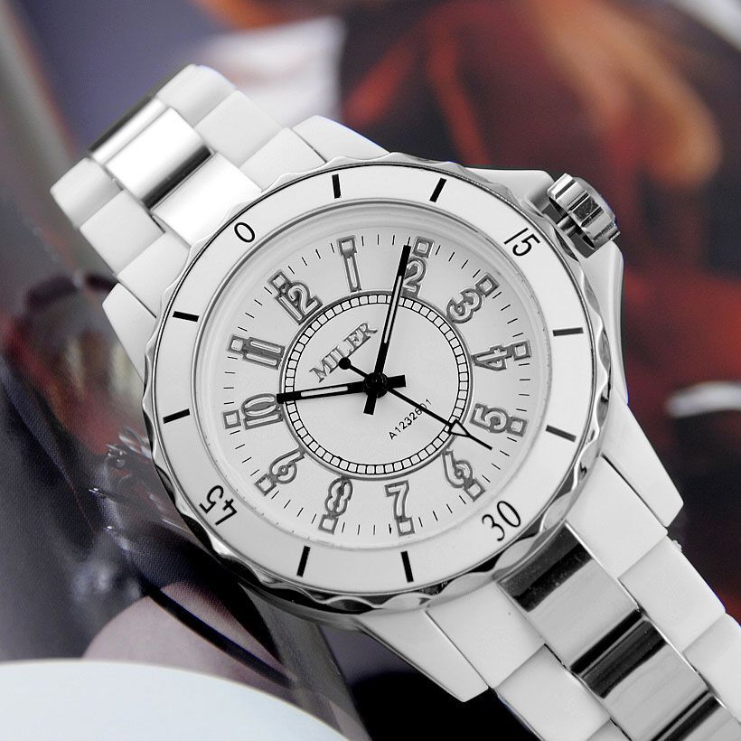 White band Luxury Mens Women lady quartz elegant Wristwatch Fashion 