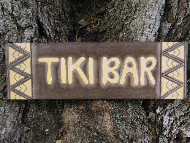 TIKI BAR Wood Sign 24 Tribal Wood Hand Carved Decor  