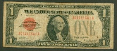 1928 $1 Red Seal FR 1500 Legal Tender Note Bill **  
