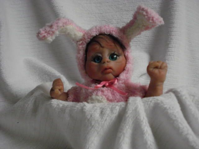OOAK polymer clay baby girl art doll bunny partial sculpt ciao bella 