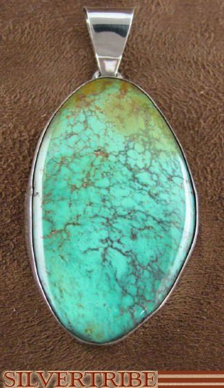 Navajo Indian Jewelry Turquoise Sterling Silver Pendant  