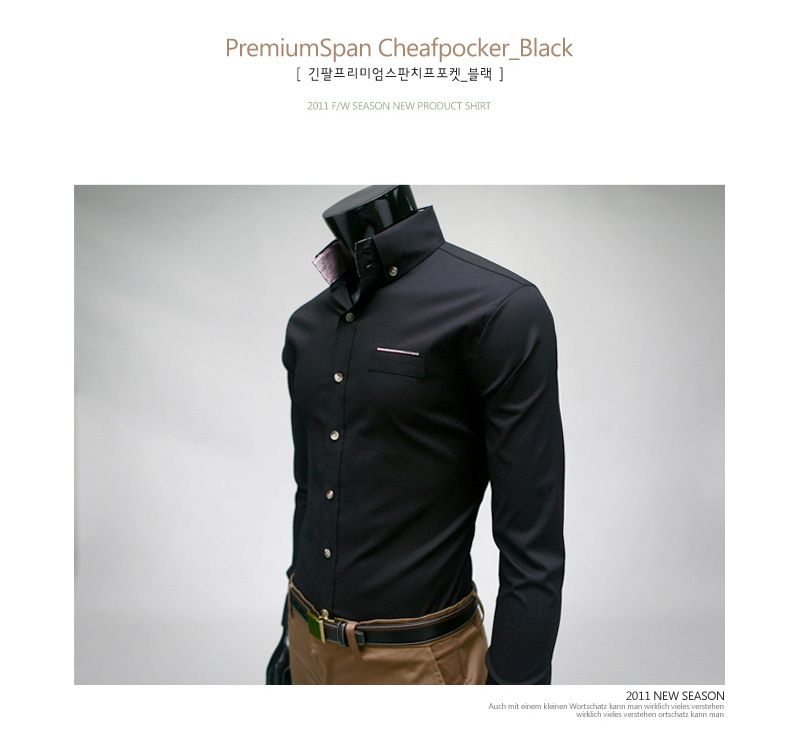 Bros Mens Premium DRESS POCKET Shirts BLACK SZ S,M,L no.17  