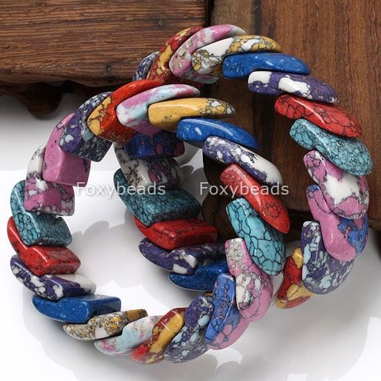 Colorful Howlite Turquoise Gemstone Lady Girl Bracelet  