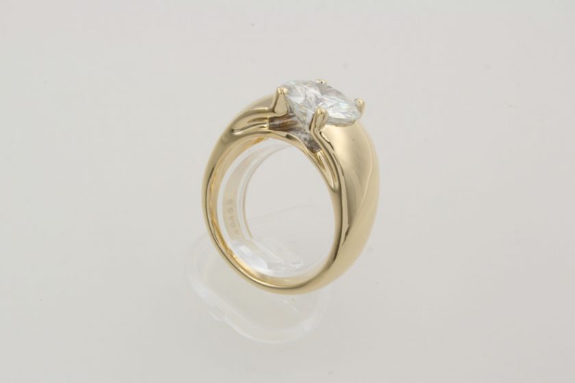18K Yellow Gold Designer Jewelry Fashion Moissanite Ring 3.60 ct Round 