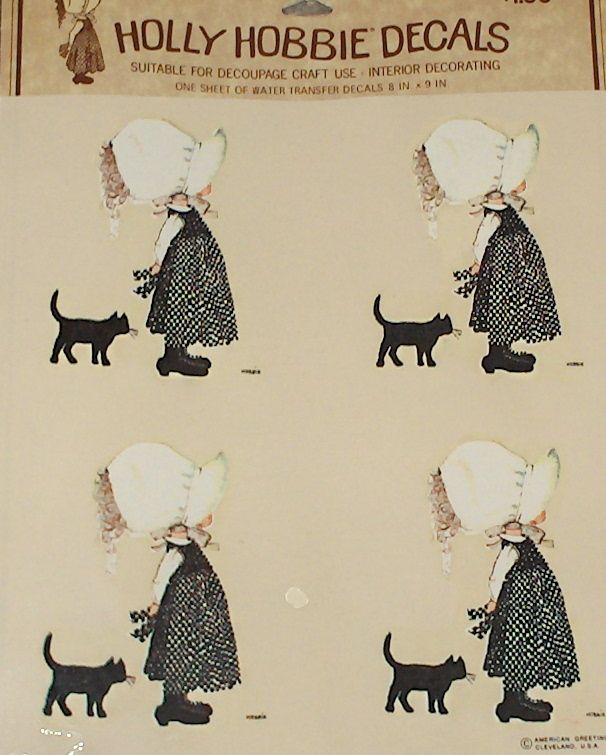 Vintage Holly Hobbie / Black Cat Decals (4) NIP  