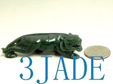 Natural Nephrite Jade Carving Tiger Figurines  