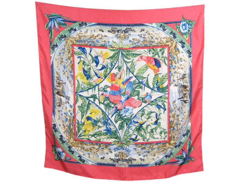 Authentic HERMES Pink Tropiques Silk Scarf 35  