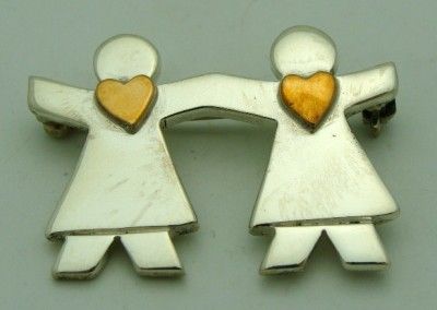 Friends of the Heart Two Tone Brooch  