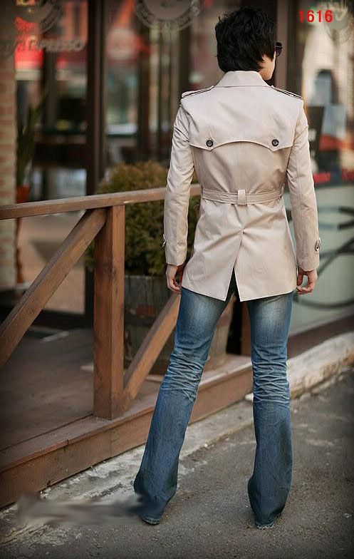   Fashion Mens Slim Fit Stylish Trench Coat Wind Jacket 2 Colors 3 Sizes