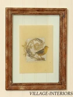 WALL ART VINTAGE FRAMED SET 3 BIRD TRANSPARENCY PRINTS  