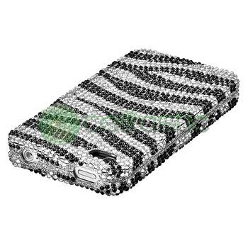 Black Zebra Bling Diamond Case+2x Privacy Shield For iPhone 4 s 4s 4G 