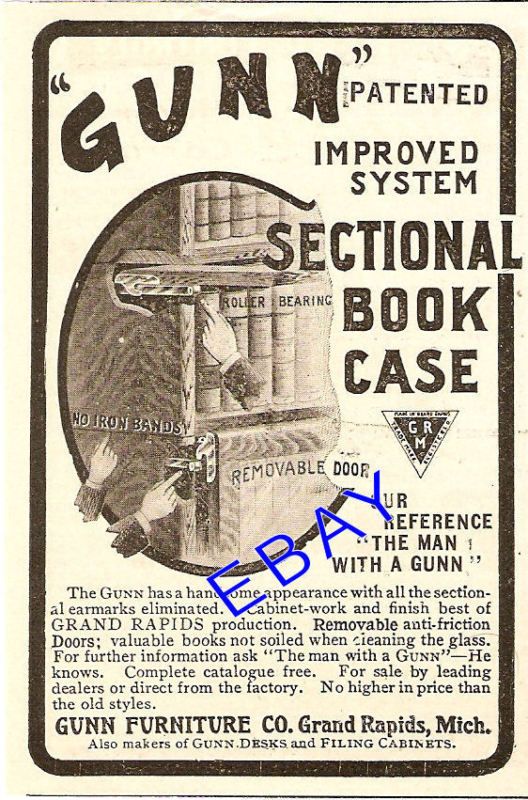 1904 GUNN SECTIONAL BOOKCASE FURNITURE AD GRAND RAPIDS  